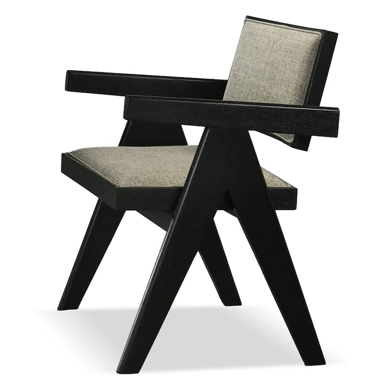 Furniture of America Rockinwel Modern Black Solid Wood Arm Chair (Set of 2)