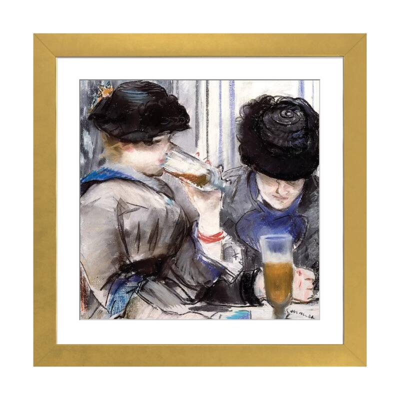 iCanvas "Women Drinking Beer, 1878" by Edouard Manet - Gold - 16x16x1