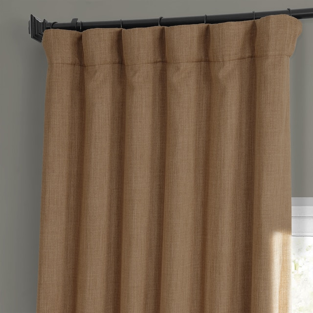 Exclusive Fabrics Faux Linen Room Darkening Curtain(1 Panel) - 50 x 120 - Butterscotch