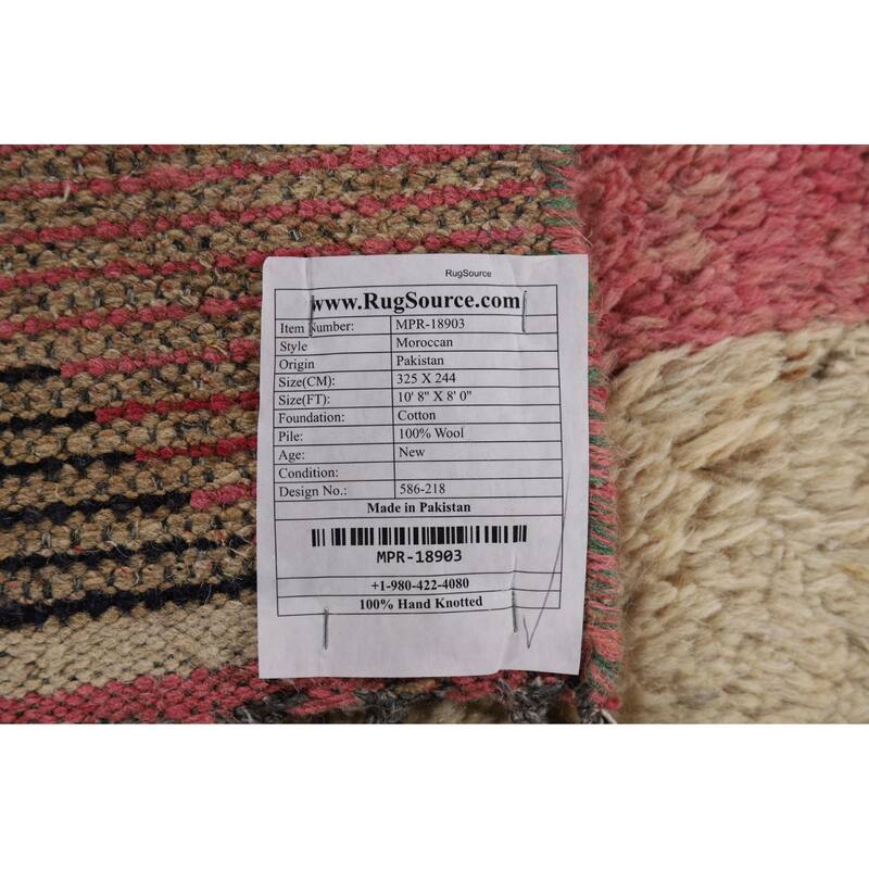Abstract Plush Moroccan Oriental Area Rug Hand-Knotted Wool Carpet - 8'0" x 10'8"