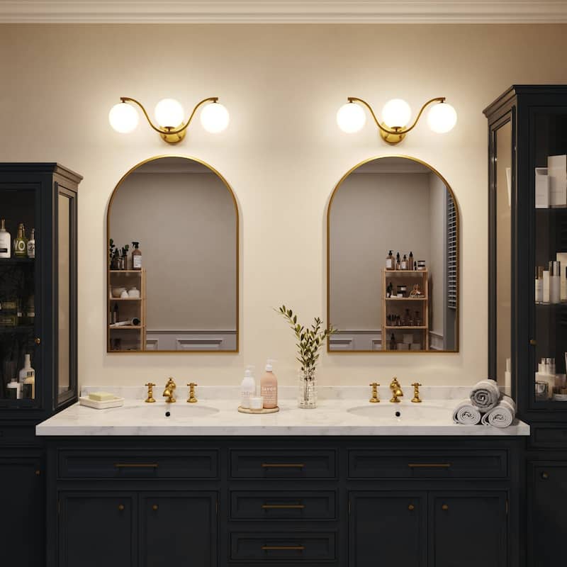 Acroma Triple Globe Wave Vanity Lighting - 3-light