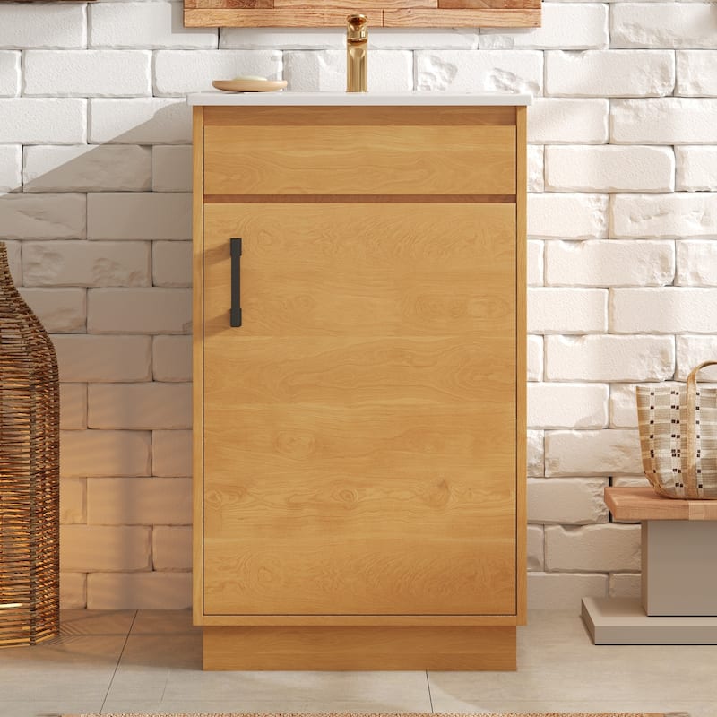 Small Bathroom Vanity, Freestanding Single Ceramic Sink Bathroom Vanity Cabinet - 20 Inch - 20 Inch