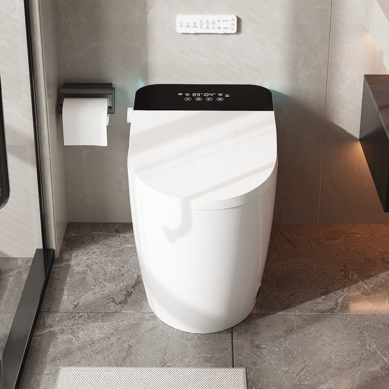 Smart Toilet Heated Seat, Warm Air Dryer, UV-C Sterilization, Auto Flush & Remote Control, One-Piece Intelligent Toilet