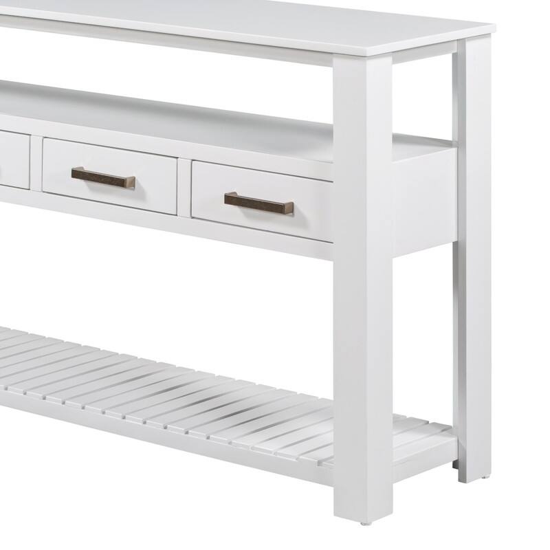 Modern 62'' Console Table Sofa Entryway Table with 4 Drawers and 2 Shelves, Wood Kitchen Buffet Cabinet Sideboard, Accent Table