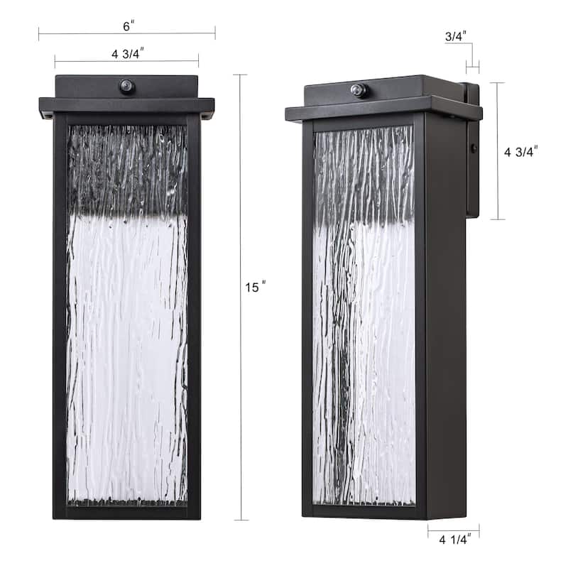 C Cattleya 2-Pack Integrated LED Dusk to Dawn Outdoor Wall Sconce Light with Ripple Glass