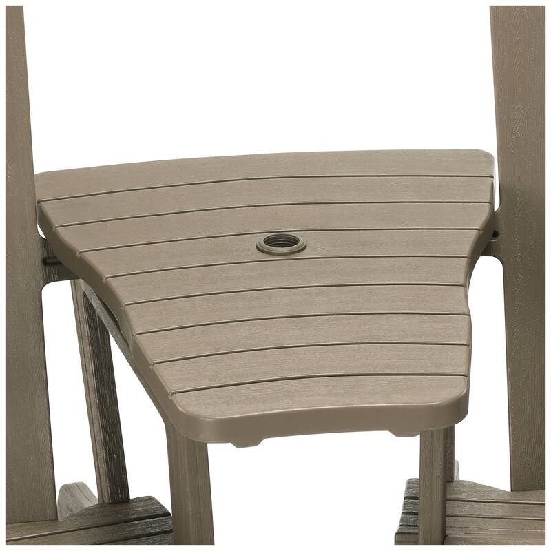 Polytrends Coastline Outdoor Poly Adirondack Chair Set with Connecting Tray & Cup Holder