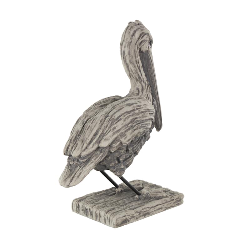 Polystone Pelican Textured Sculpture - Gray - Roche River Decor - 10"W x 5"L x 13"H