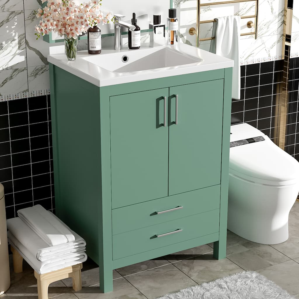 Bathroom Vanity with Sink Top Combo, Storae Cabinet with Soft Closing Doors, Single Sink Cabinet with Drawer and Storage Shelf