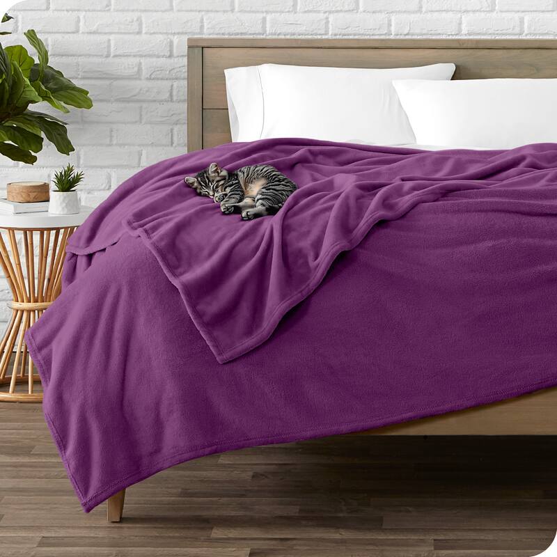 Bare Home Microplush Fleece Blanket - Ultra-Soft - Cozy Fuzzy Warm - Twin - Twin XL - Plum