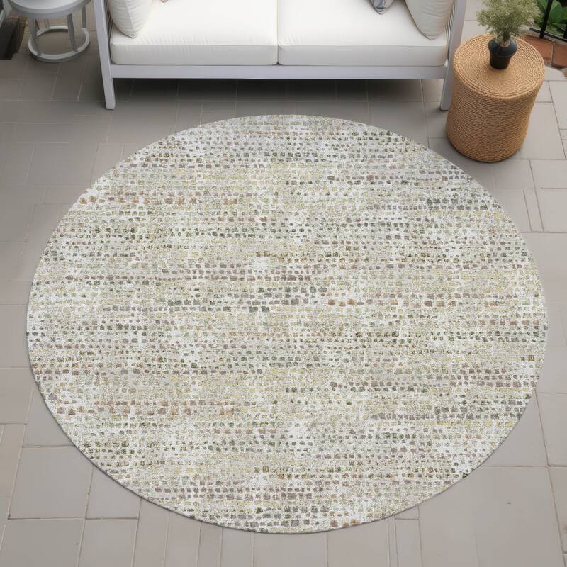 Machine Washable Indoor/ Outdoor Casual Kersey Chantille Rug - Ivory - 8' x 8'
