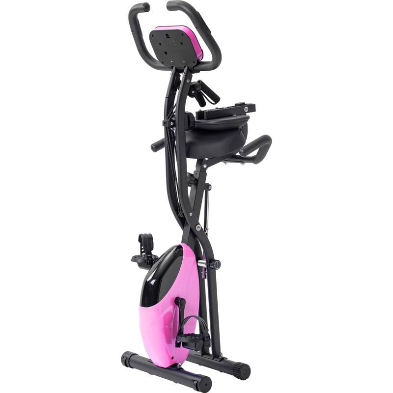 Upright Folding Exercise X-Bike with 16-Level Adjustable Resistance