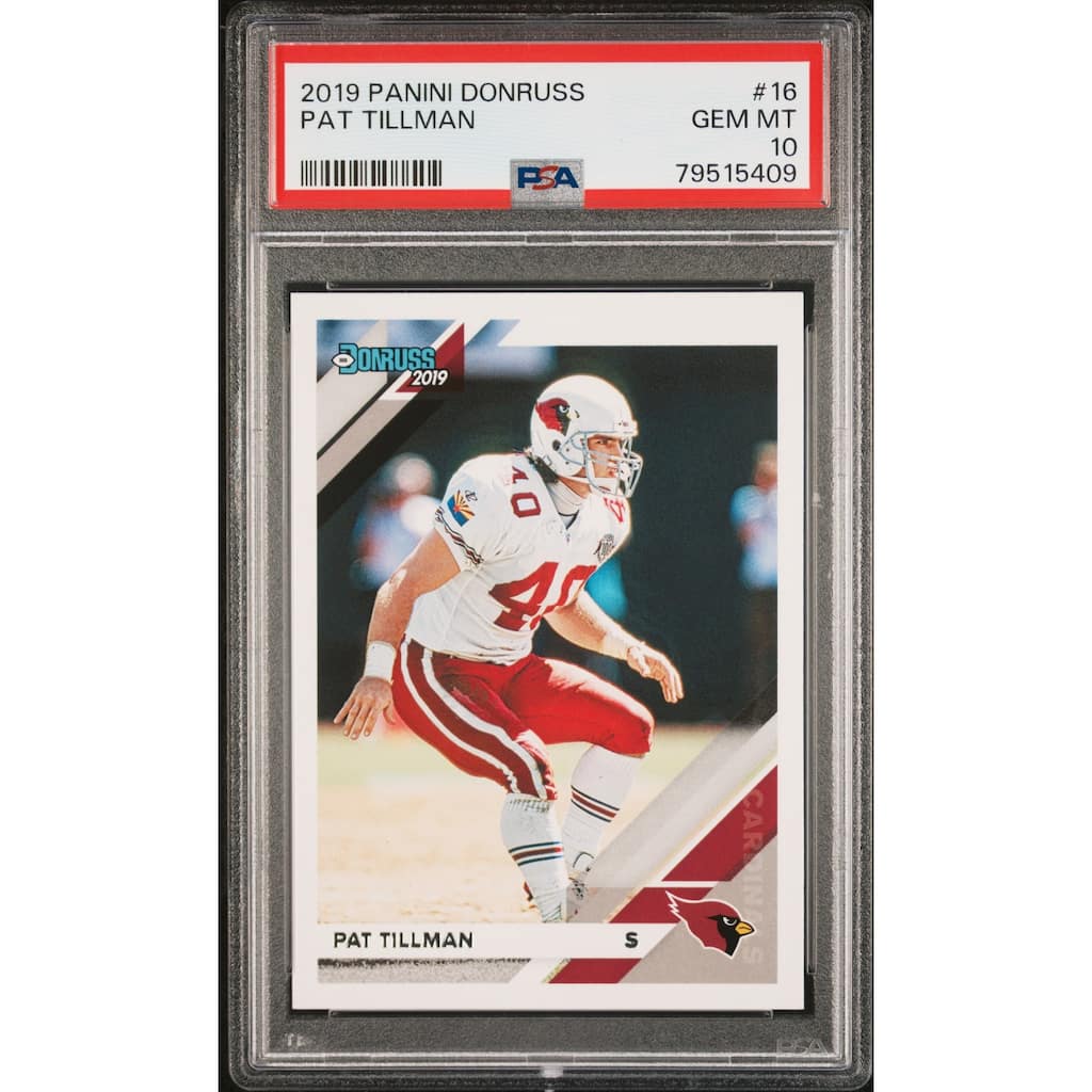 Pat Tillman 2019 Panini Donruss Football Card #16 Graded PSA 10 - 8'6" x 11'6"