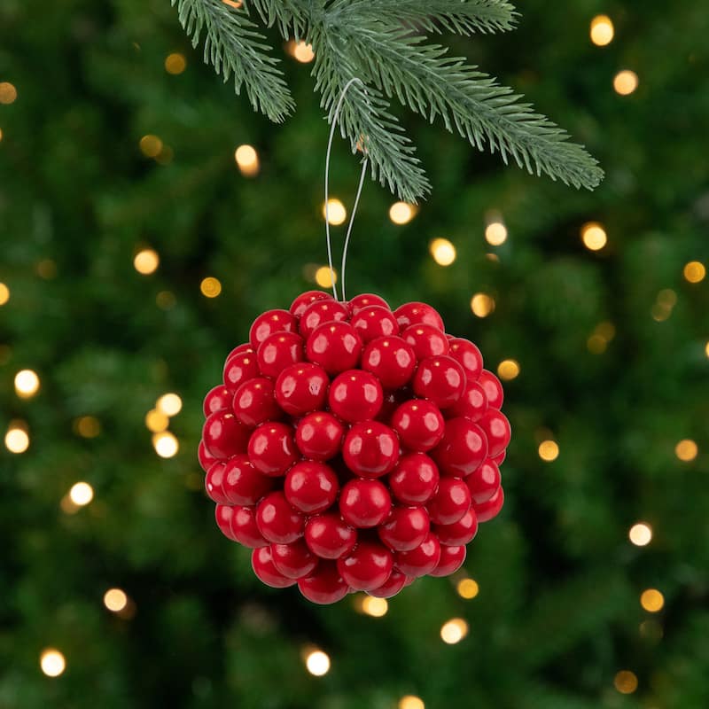 Berries Christmas Ball Ornament - 3.25" - Red