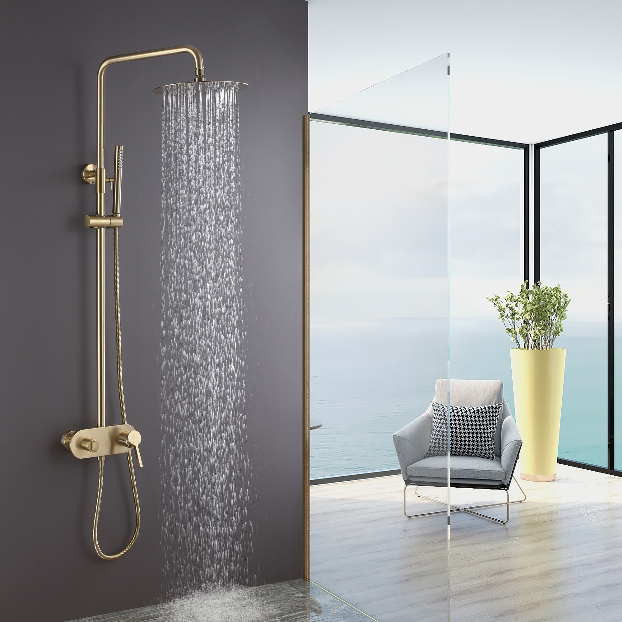 Shower Faucet System Combo Set 10 inch Rainfall Hand Shower Tub Spout Mixer Tap 