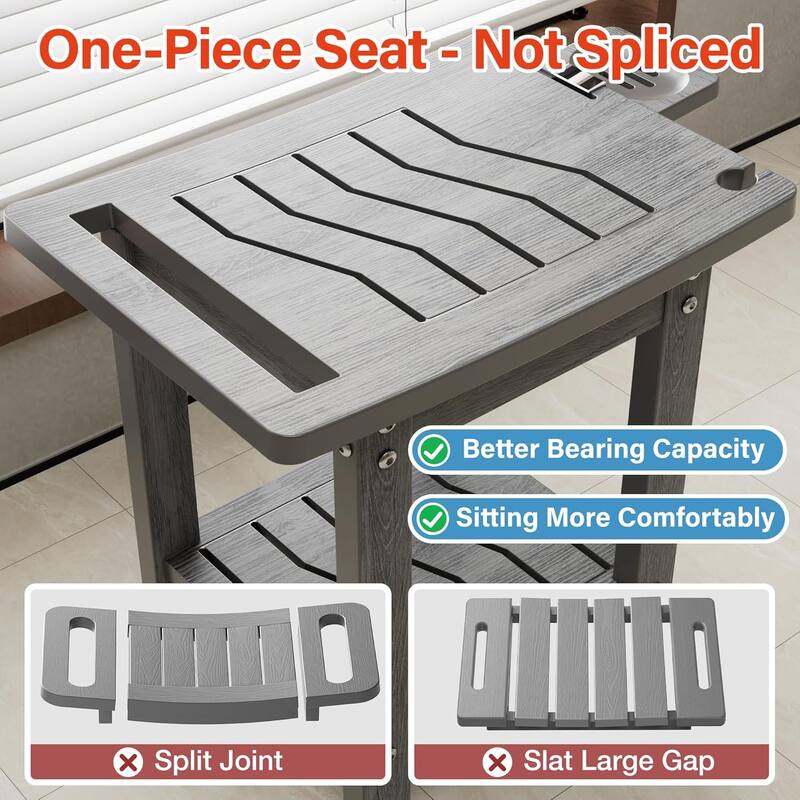 HIPS Shower Bench, 2 Tier Bathroom Chair Seat with Non-Slip Feet