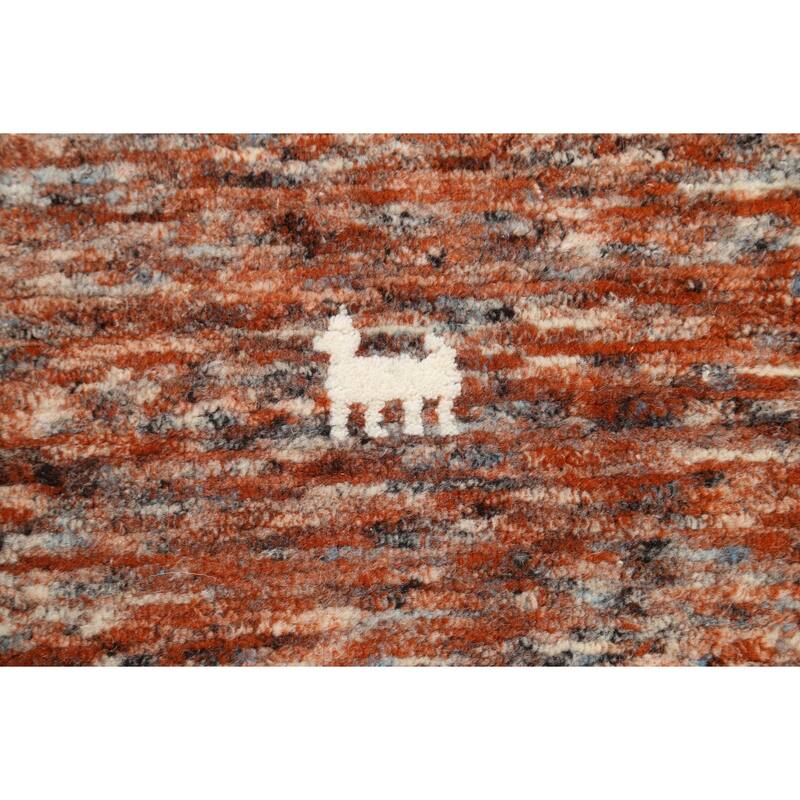 Hand Knotted Oriental 100% Wool Carpet Tribal Abstract Multi-Colored Gabbeh Area Rug - 8' 0'' X 5' 1''