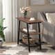 End Table, Side Table with 3-Tier Storage Shelf, - Brown