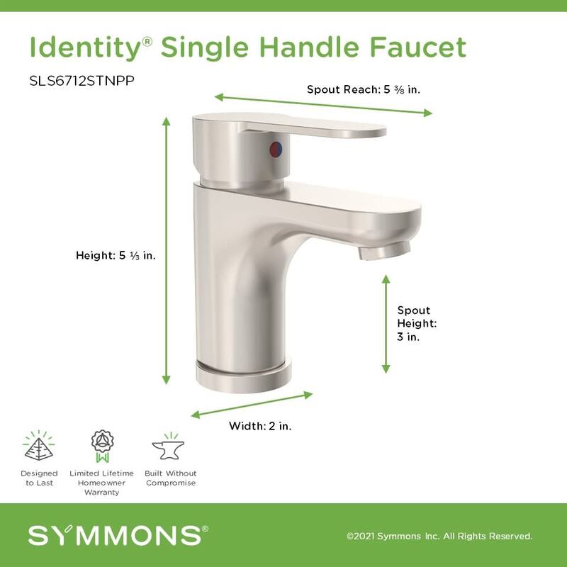 Symmons SLS6712PP Identity 1.0 GPM Single Hole Bathroom Faucet with