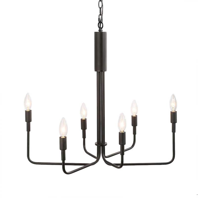 Modern Farmhouse 6-Light Black Candle Chandelier for Dining Room