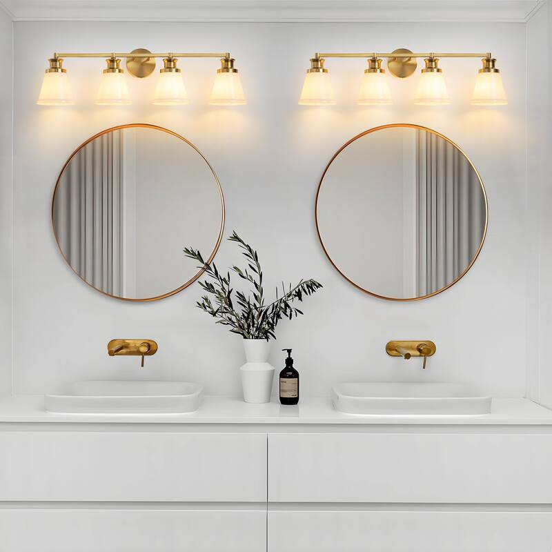 Modern Vanity Lights 3/4 Light Bathroom Dimmable Light Fixture Wall Sconce with Glass Shades