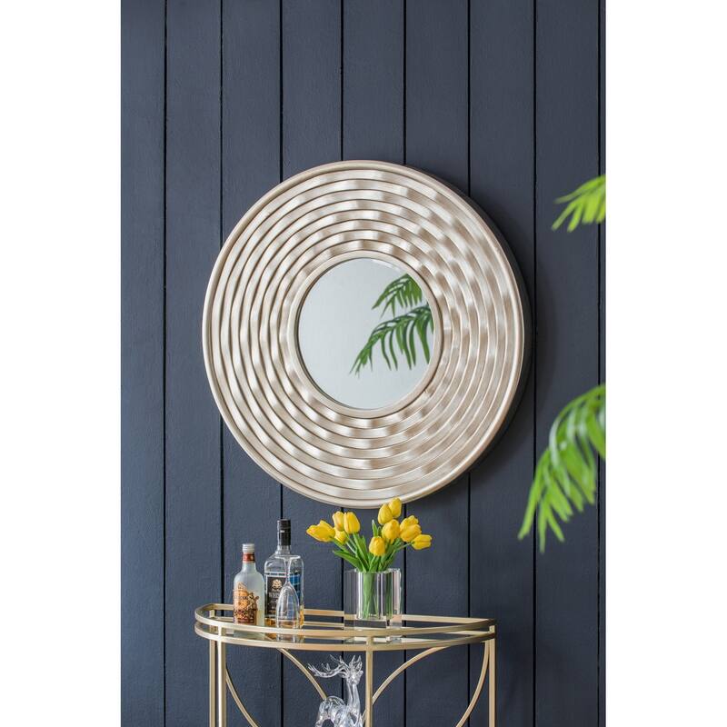 Round Wall Mounted Mirror - Home Decor for Bathroom, Living Room - Silver