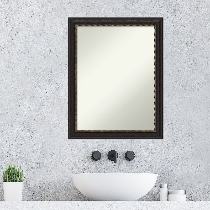 Non-Beveled Bathroom Wall Mirror - Accent Bronze Narrow Frame