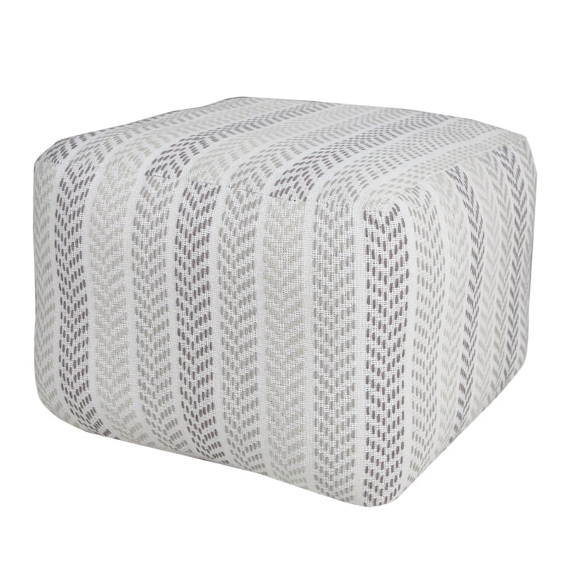 HomeRoots 18" Gray 100% Cotton Ottoman