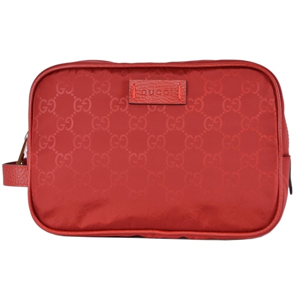 Gucci 510338 Red Nylon GG Guccissima Large Toiletry Cosmetic Dopp Bag