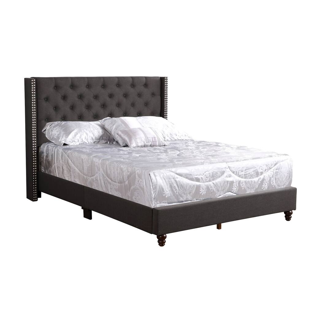 Diamond Tufted Upholstered Panel Queen Bed - 86" - Black