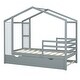 preview thumbnail 7 of 13, Twin Size Wood House Bed Frame with Trundle, Fence and Writing Board, Gray