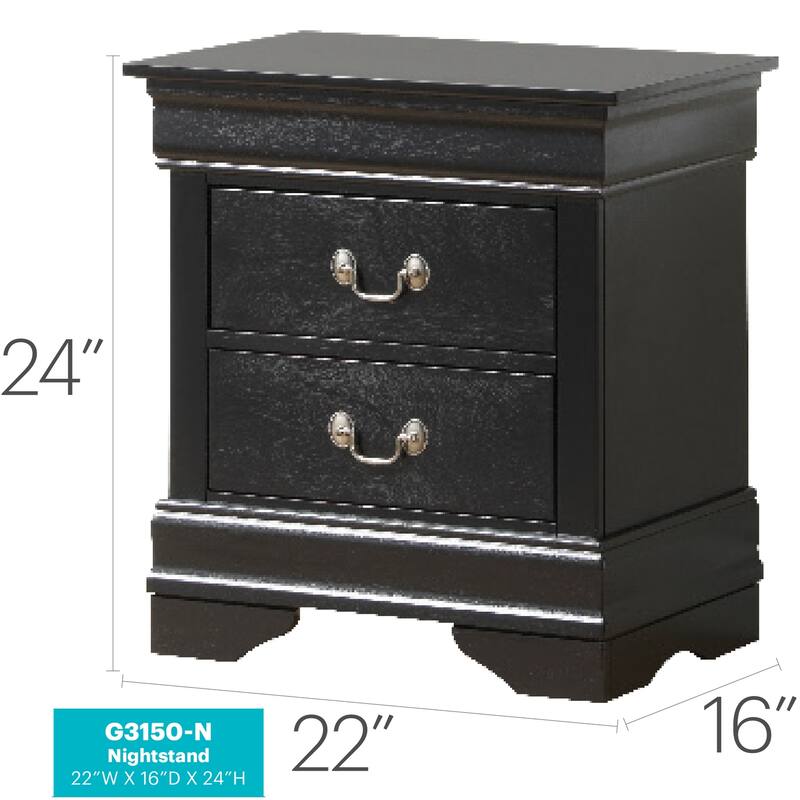 Black Nightstand 24x22x16 with One Spacious Drawer, Compact Bedside Table for Storage and Sleek Stylish Bedroom Accent