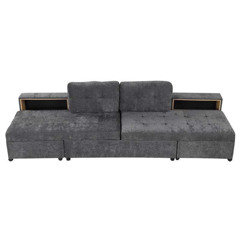 Sectional Sofa for Living Room Modular Sleeper Sofa with 2 Storage Racks Free-combined Sofa, Upholstered Corner Chaise