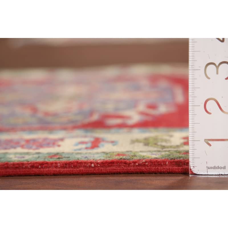 Hand Knotted Oriental 100% Wool Carpet Traditional Geometric Red Kazak Area Rug - 3' 1'' X 2' 1''