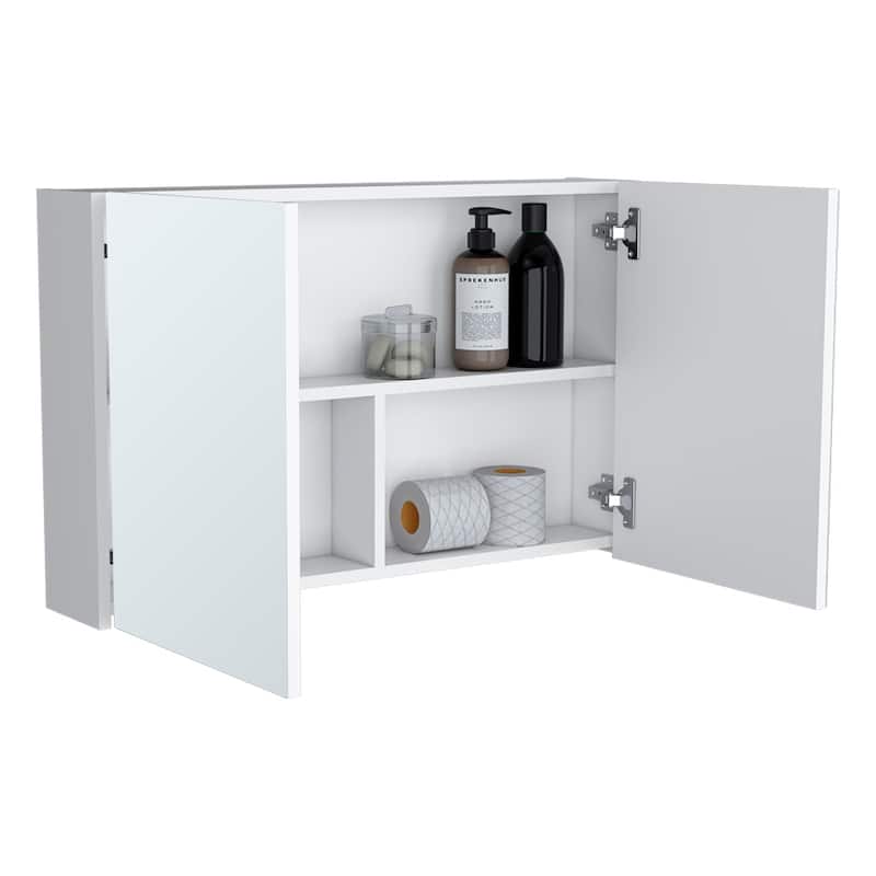 Mansfield Medicine Cabinet with Mirrored Doors, Spacious Shelves for Bathroom Storage,Compact and Functional Design