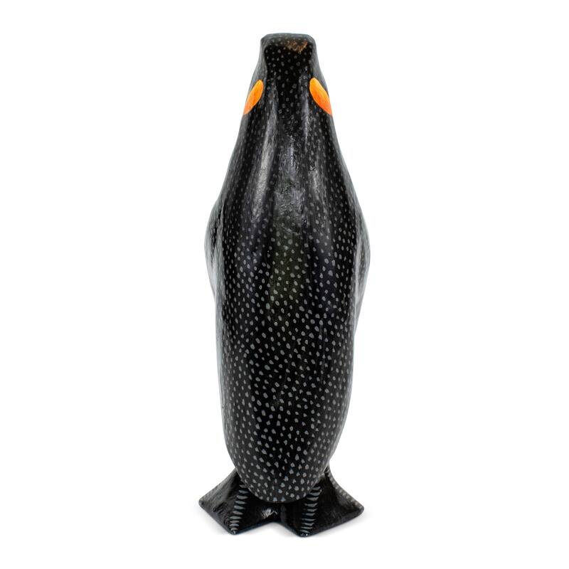 Wood Penguin Figurine Hand Carved Arctic Animal Statue, Winter Shelf Decor