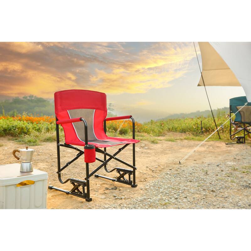 Outdoor Freestyle Rocker Camping Chair Portable Folding Rocking Chair With Solid (Excluding the table)