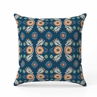 Petal Parade Faux Suede Reversible Throw Pillow Blue and Orange