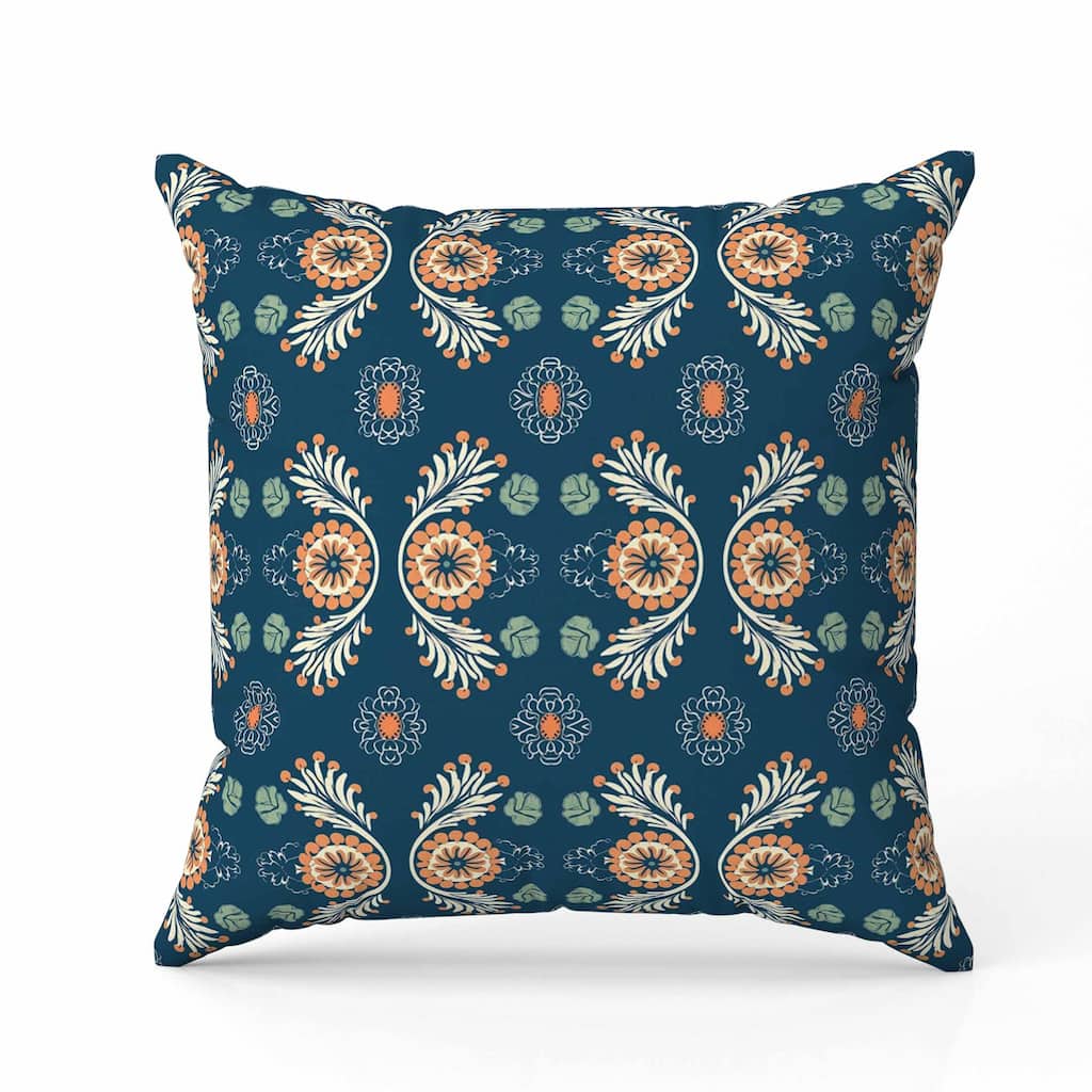 Petal Parade Indoor/Outdoor Reversible Throw Pillow Blue and Orange