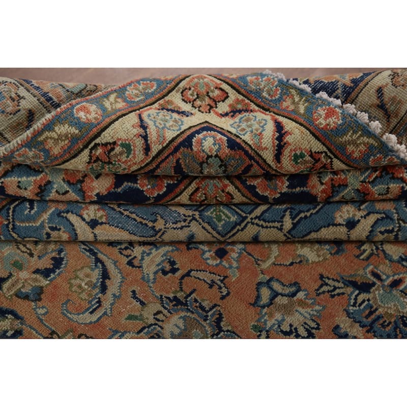 Orange Najafabad Vintage Persian Area Rug Hand-Knotted Wool Carpet - 9'7" x 13'3"