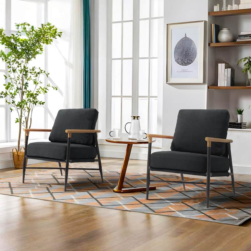 Industrial Upholstered Accent Chair Club Chair with Metal Frame