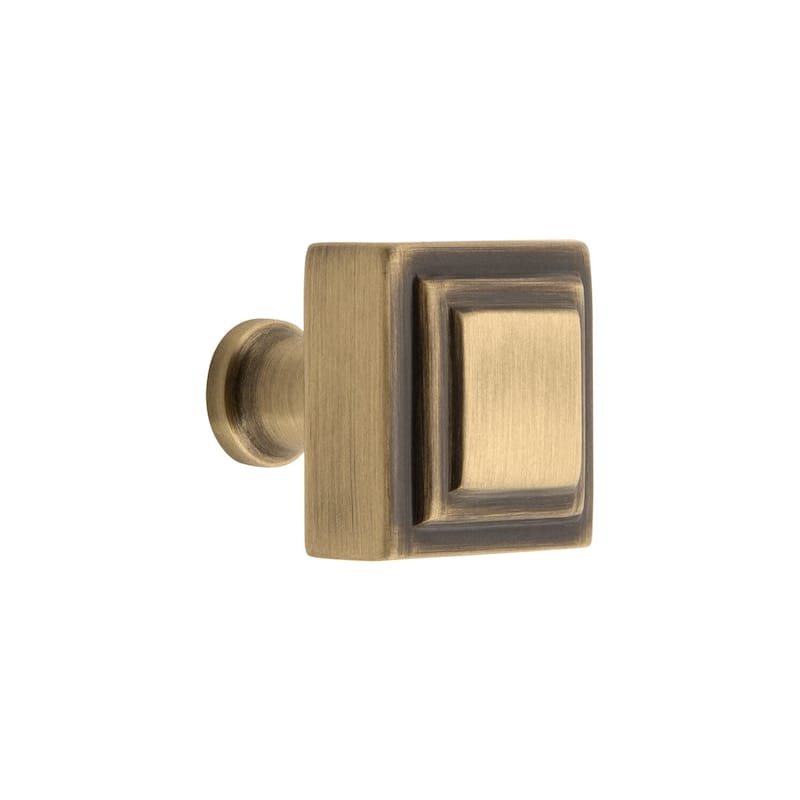 Grandeur CARR-BRASS-KNOB Carre 1-1/4” Solid Metal Square Cabinet Knob - Vintage Brass
