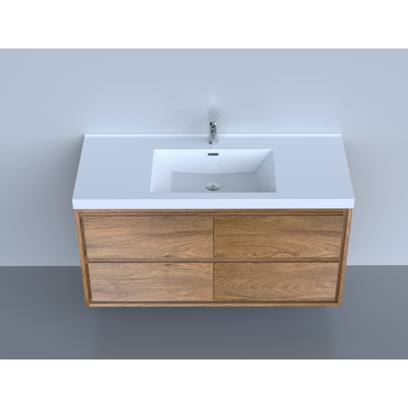 Sage 48" wall mounted bathroom vanity with single basin acrylic top