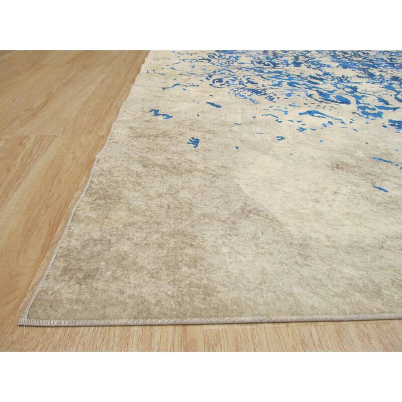 Blue Distressed Bohemian Moderno Medallion Rug by , Stylish and Trendy Area Rug for Adding Bohemian Elegance to You