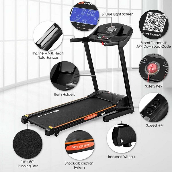 goplus 1.5 hp electric folding treadmill