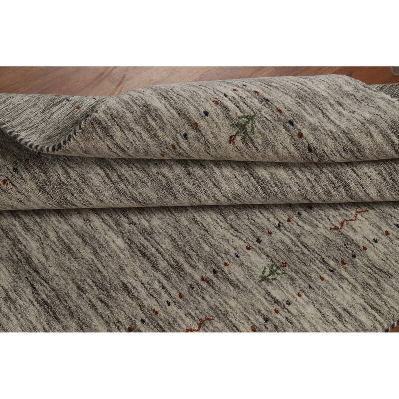 Hand Knotted Oriental 100% Wool Carpet Tribal Animal Pictorial Beige & Ivories Gabbeh Area Rug - 5' 10'' X 4' 1''