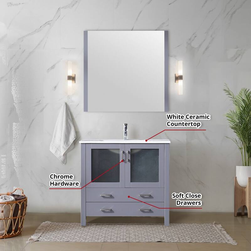 Volez Bath Vanity and White Ceramic Top