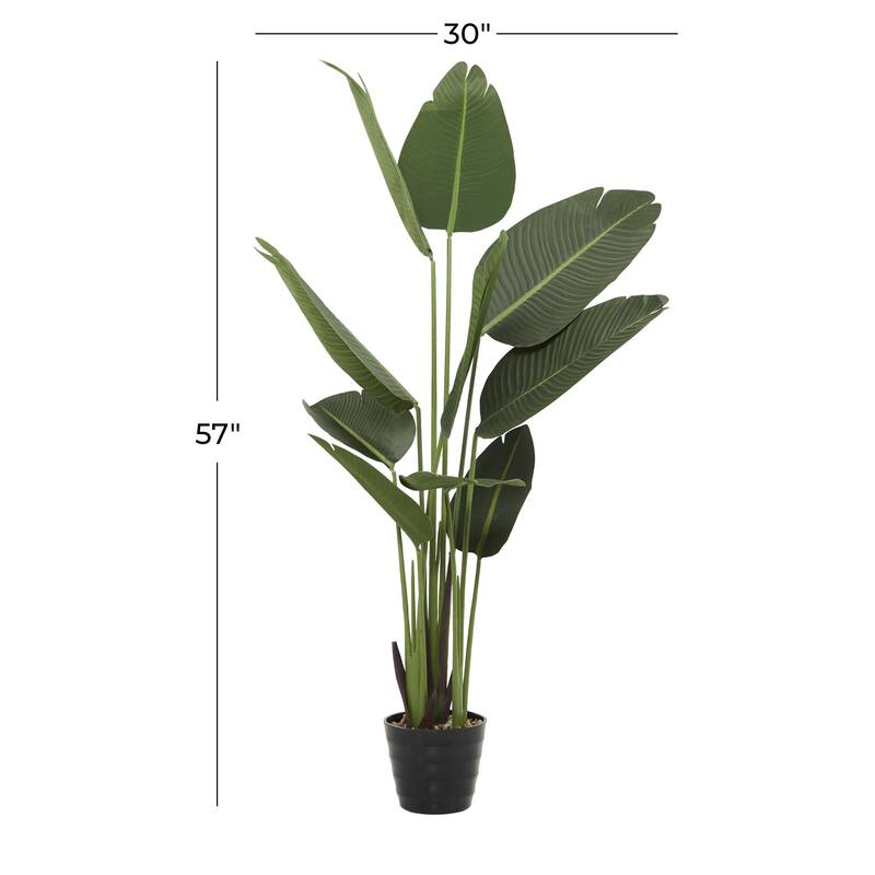 Faux Foliage Bird of Paradise or Anthurium Artificial Plant with Realistic Leaves and Black Pot - Green - Roche River Decor