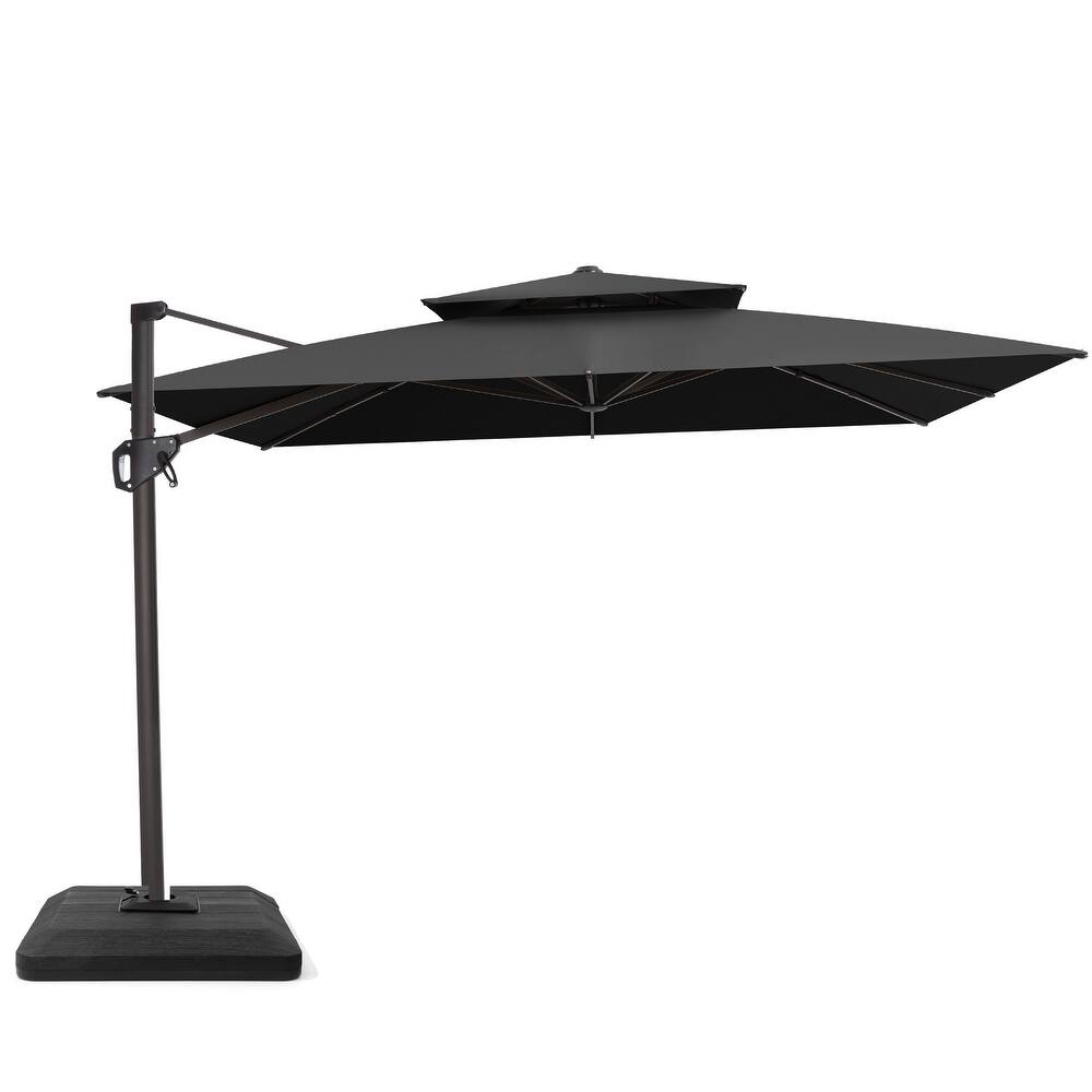 VredHom Patio Outdoor 11 x 11 FT Cantilever-Offset Aluminum Umbrella with Premium Weight Base