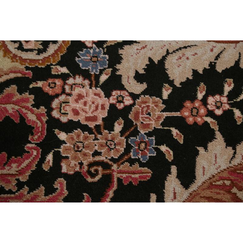 Hand Knotted Oriental 100% Wool Carpet Traditional Floral Brown Aubusson Area Rug - 8' 10'' X 6' 5''