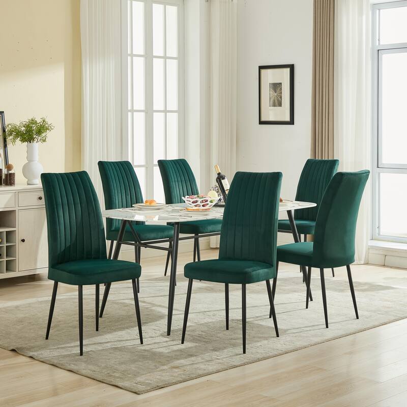 Modern Minimalist Style Velvet Dining Chair, 2-Piece Set with Adjustable Iron foot, for Kitchen and Dining Room, Beige